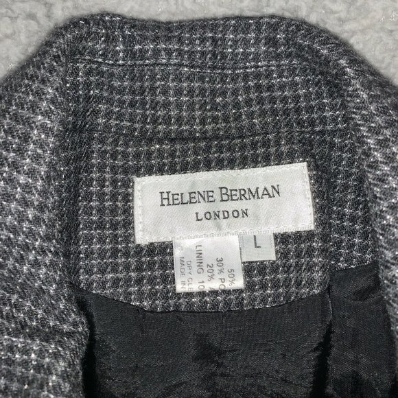 Vintage 90s Helene Berman Tweed Jacket Bell Sleeve Empire Waist Size L Grey Rare - Picture 2 of 8